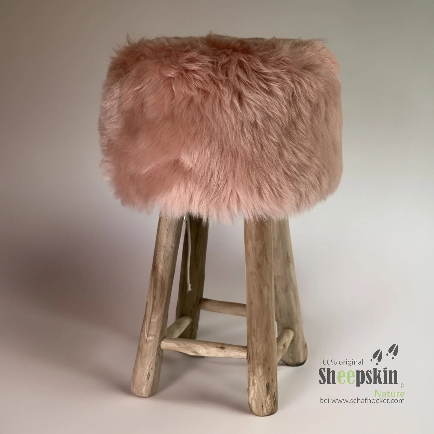 Fellhocker Barhocker rund ’rosa’ Designer Tierhocker