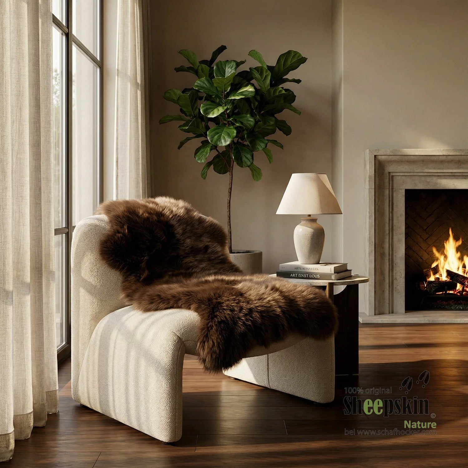 Lammfell Sitzauflage großes Schaffell 110-120cm Fell