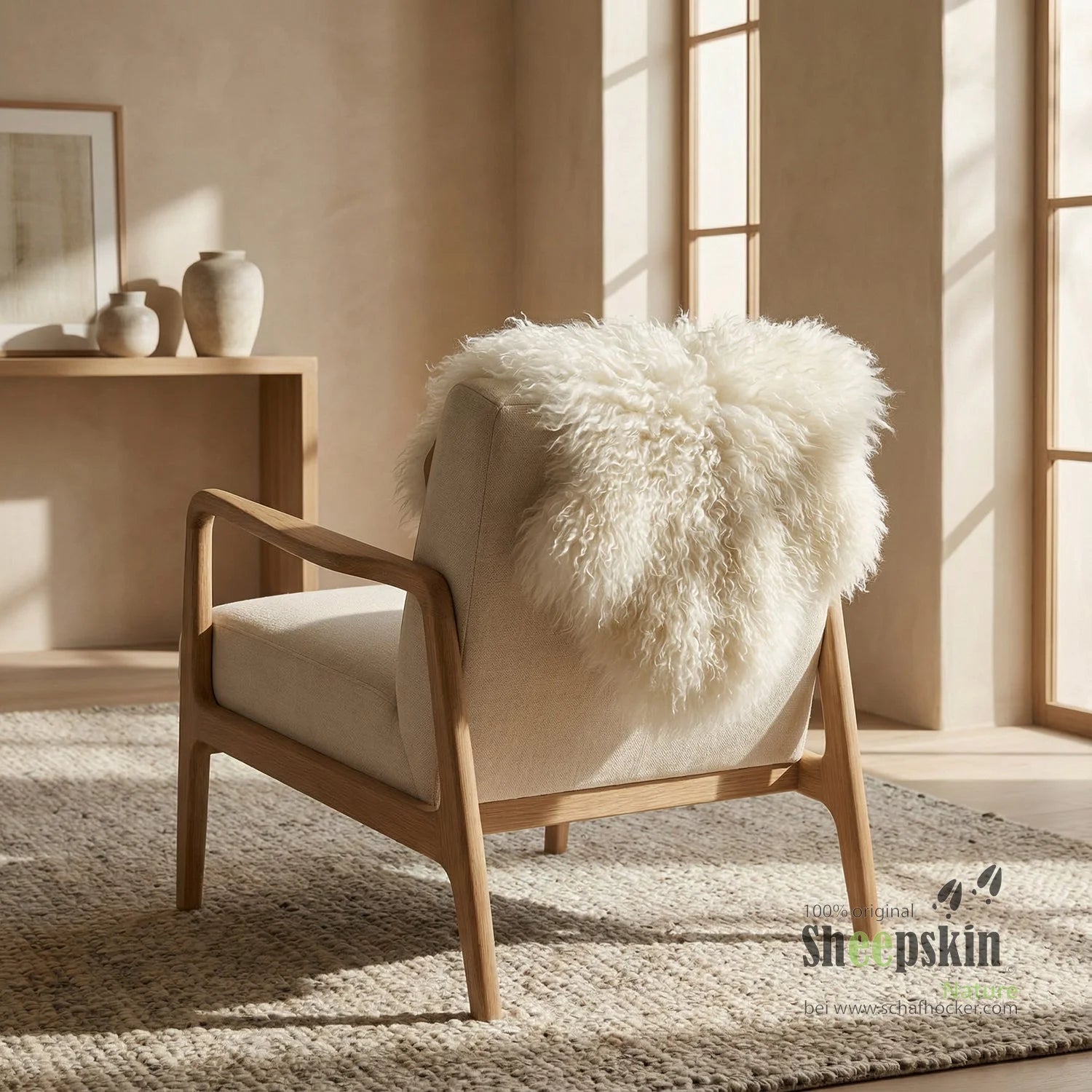 Lammfell Sitzauflage großes Schaffell 110-120cm Fell