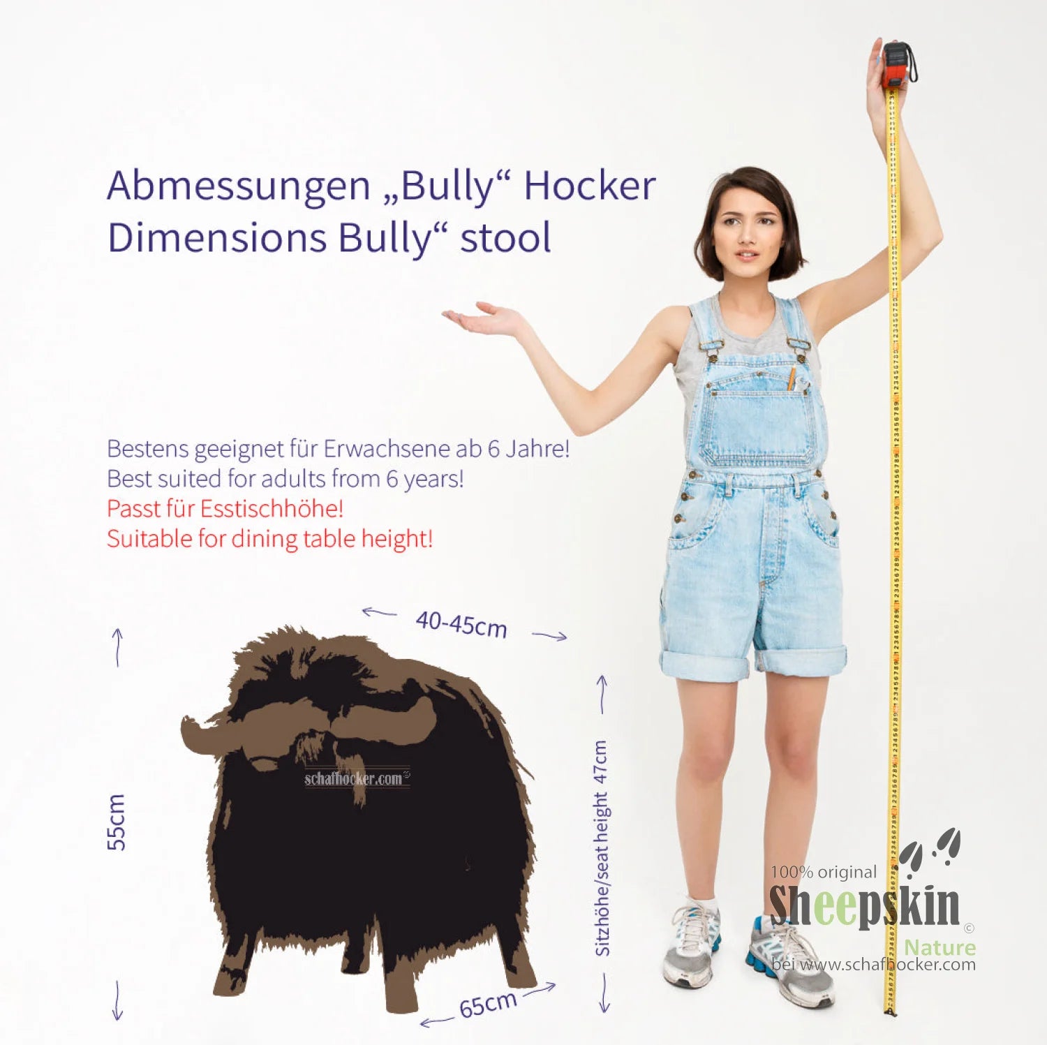 Stier Hocker 𓃾 Bully Locki schwarz Designer Barhocker