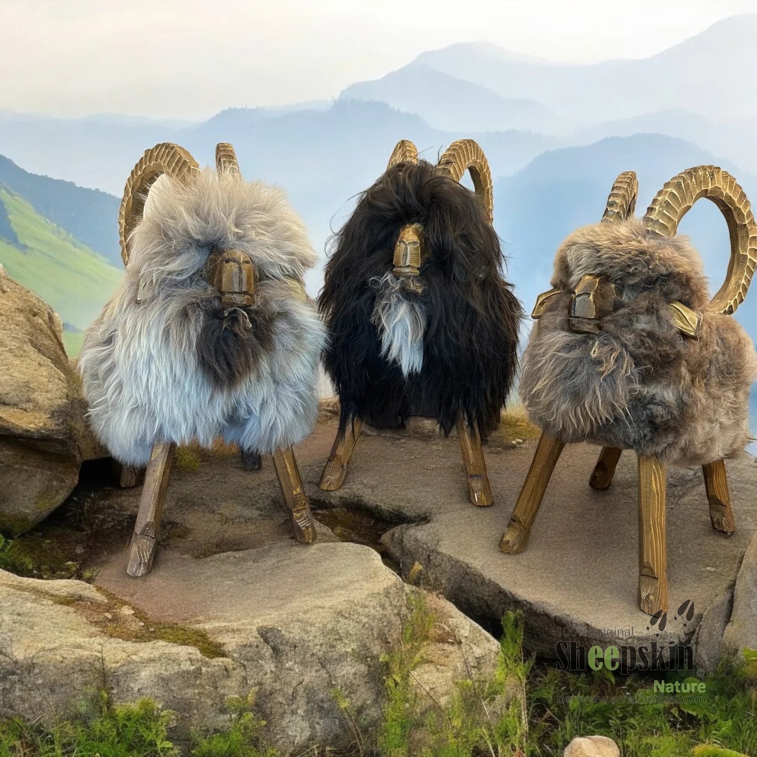 Premium Design Tierhocker ➤ Schafhocker𓃵 Rocky der Steinbock beige limited Schafhocker Steinbock