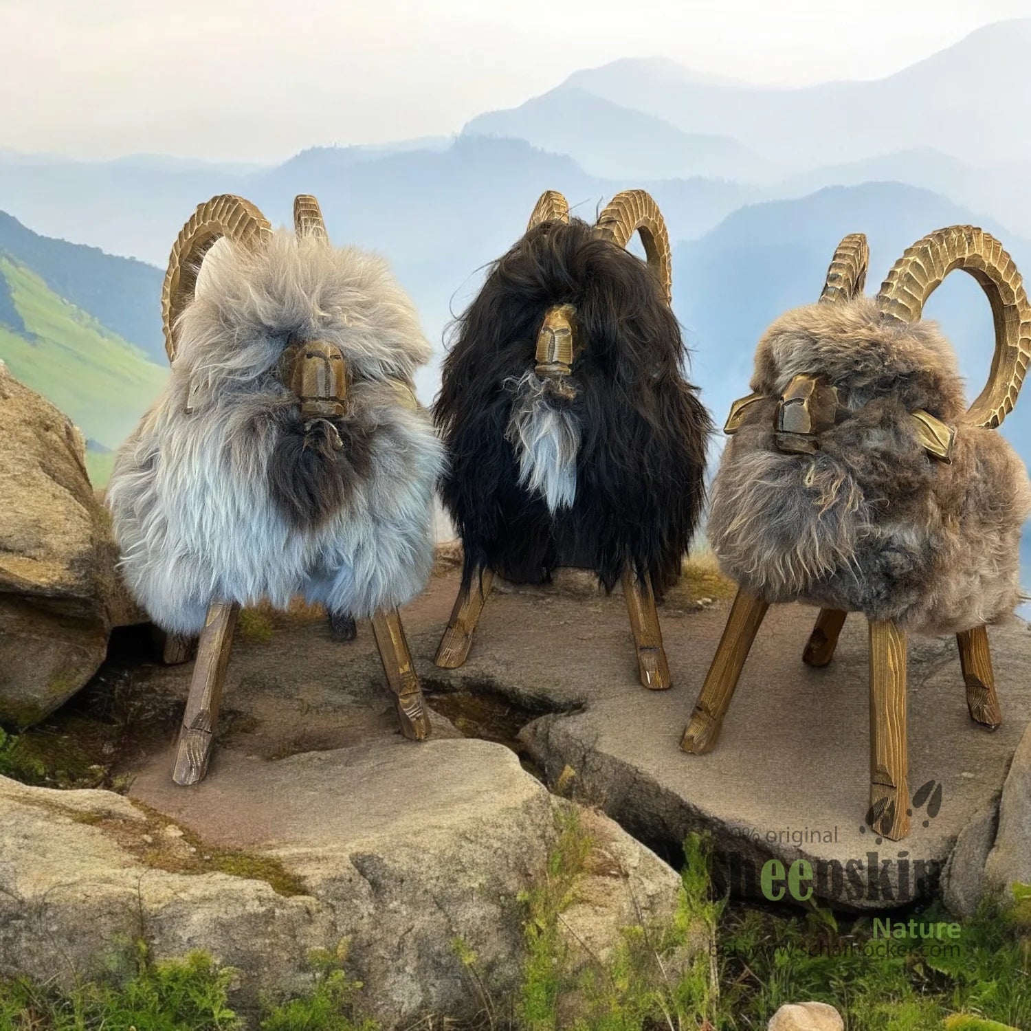 Premium Design Tierhocker ➤ Schafhocker𓃵 Rocky der Steinbock beige limited Schafhocker Steinbock