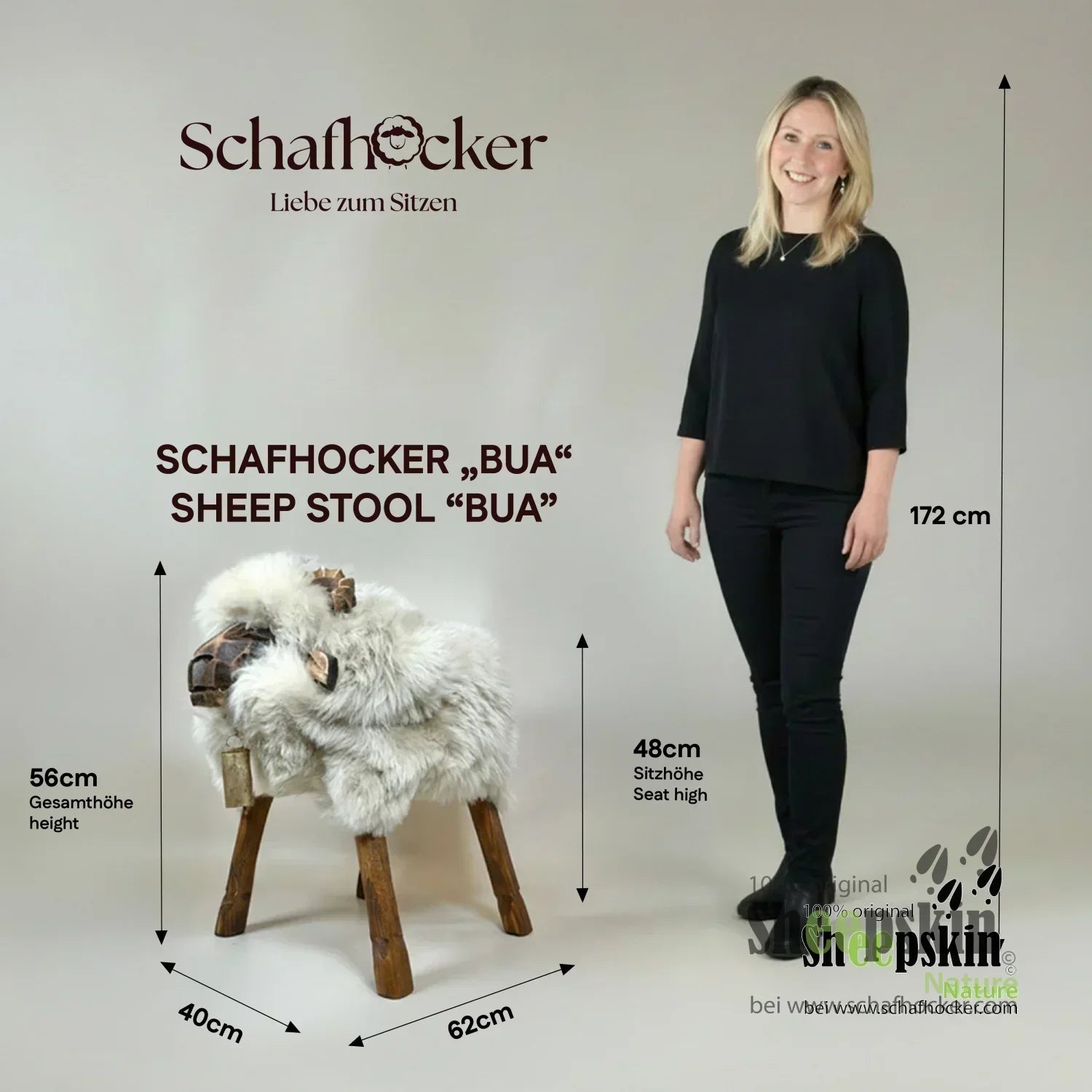 absolutes Einzelstück Schafhocker Bua »Lennart« Designer