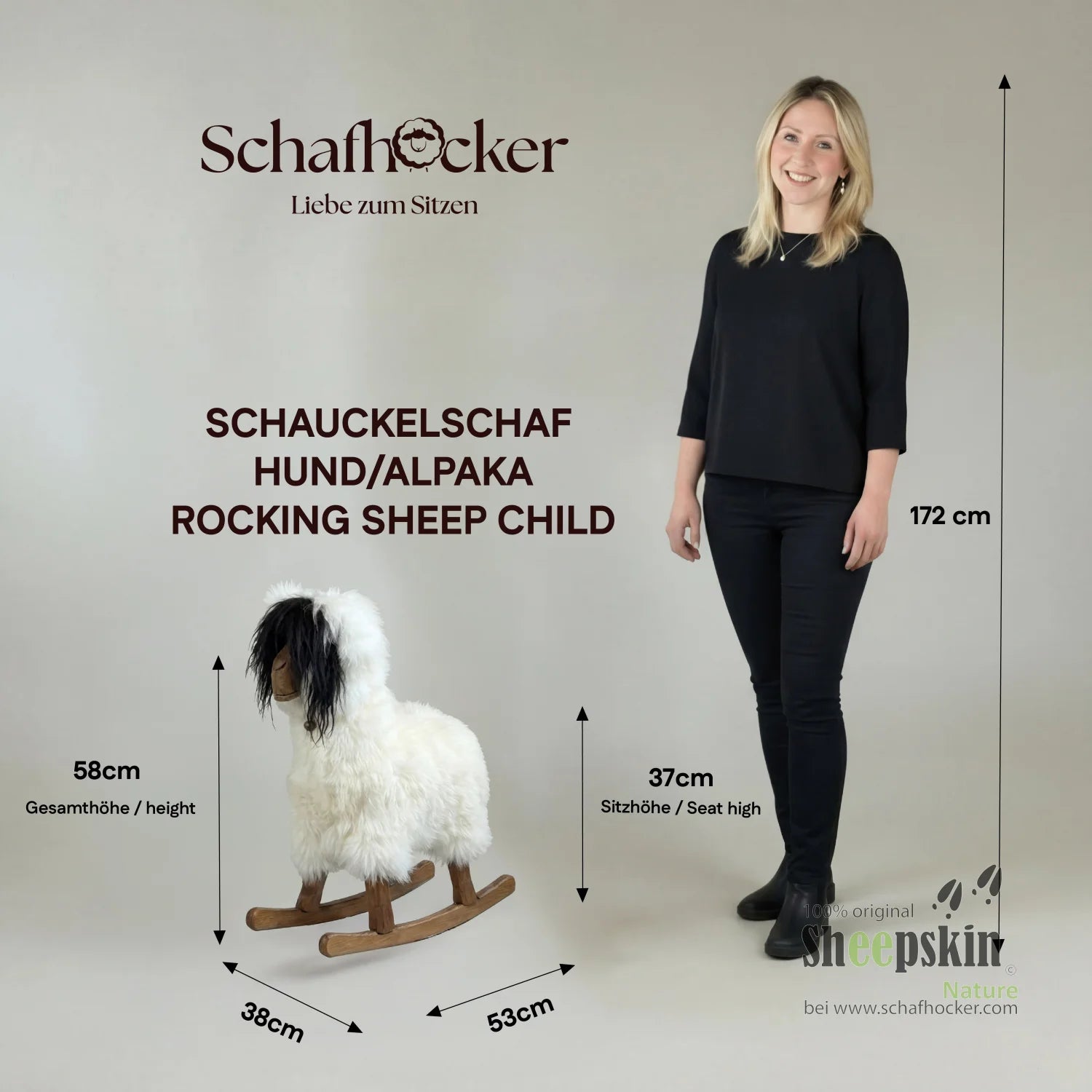 »Stella« das Alpaka Schaukelschaf Schaukelpferd weiß für