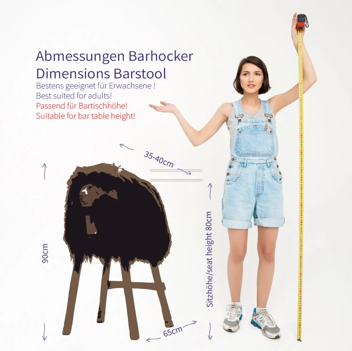 Barhocker ➳ Berta das wilde Madl braunbärbraun Designer