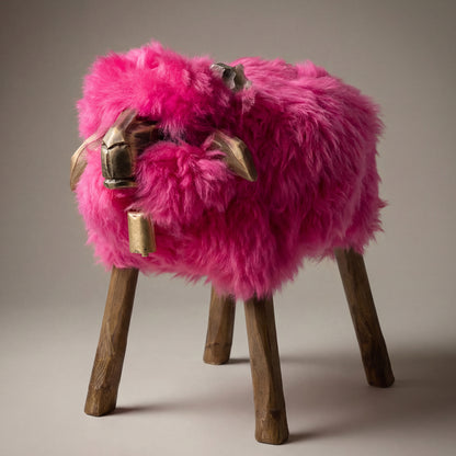 Taburete de oveja »Tobi«, el extravagante taburete de diseño en forma de animal Bua rosa, Aries