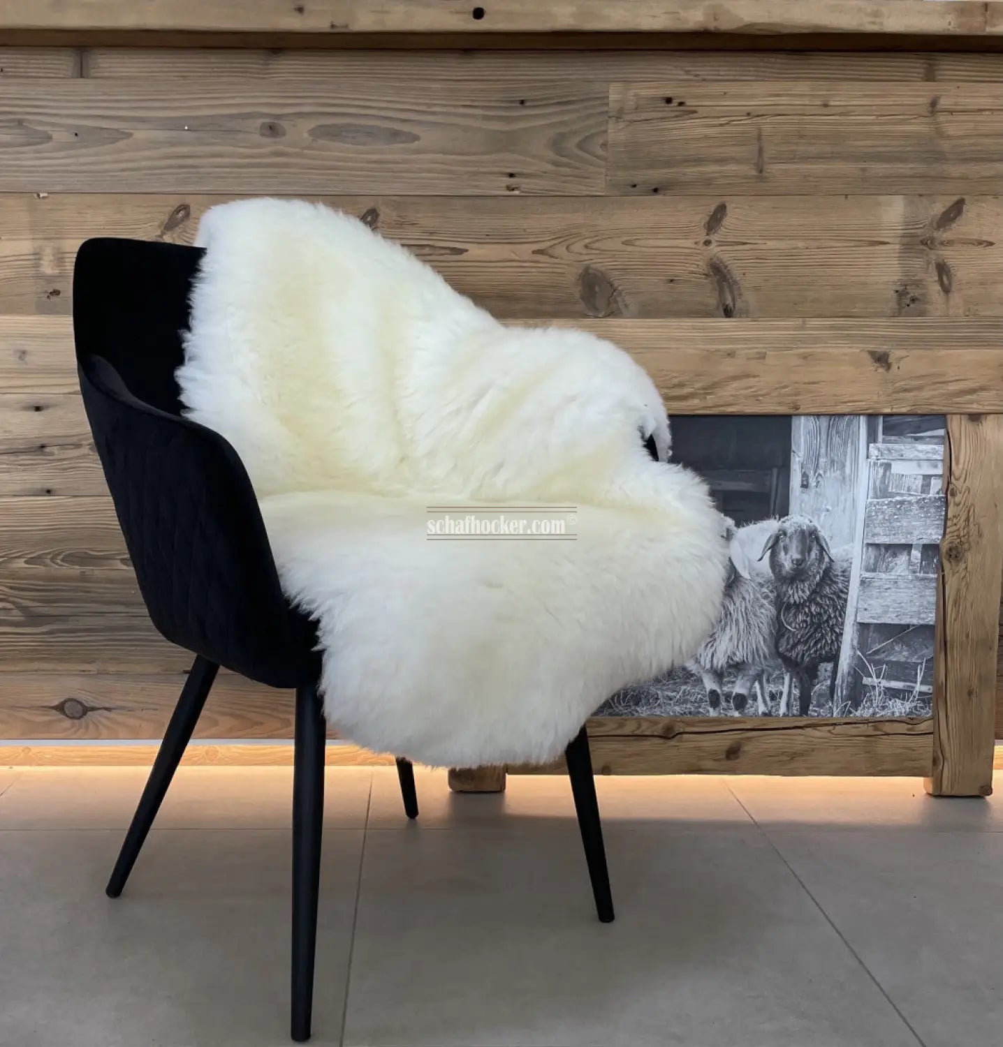 Sitzauflage 110-120cm Fell ’eisbärweiß’ Designer