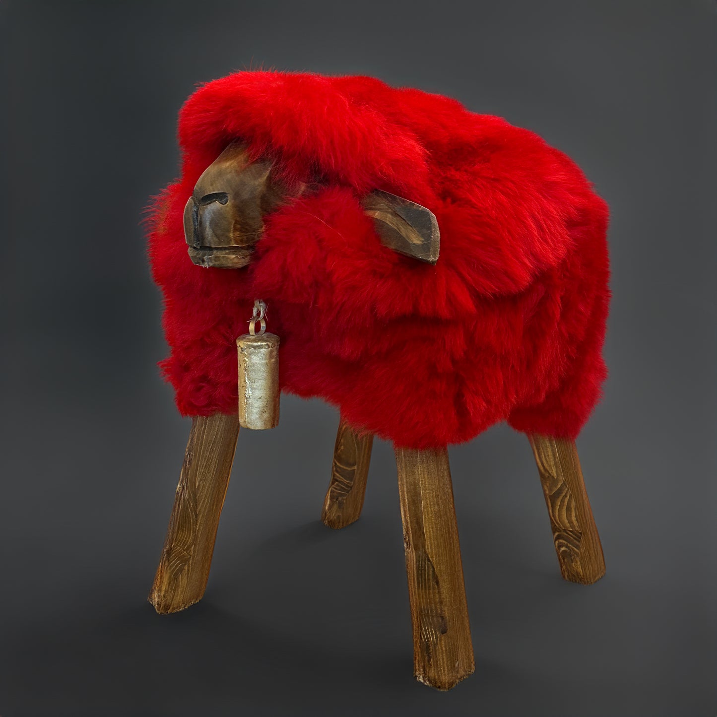 Tabouret mouton ➳ Mona la fille classique ➳ tabouret design rouge tabouret animal mouton