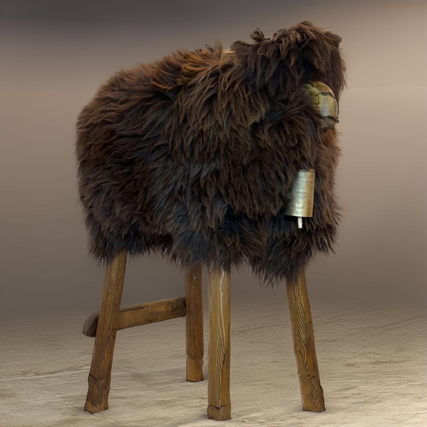 Tabouret de bar ➳ Berta la fille sauvage ➳ ours marron tabouret animal design marron mouton
