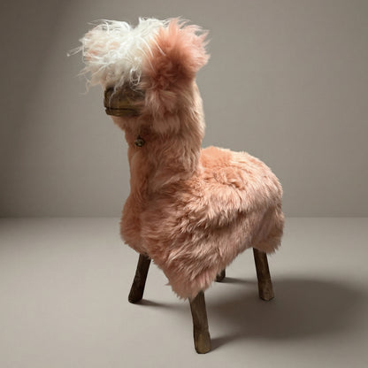 Schafhocker Alpaka »Chili« Designer Hocker Tierhocker rosa