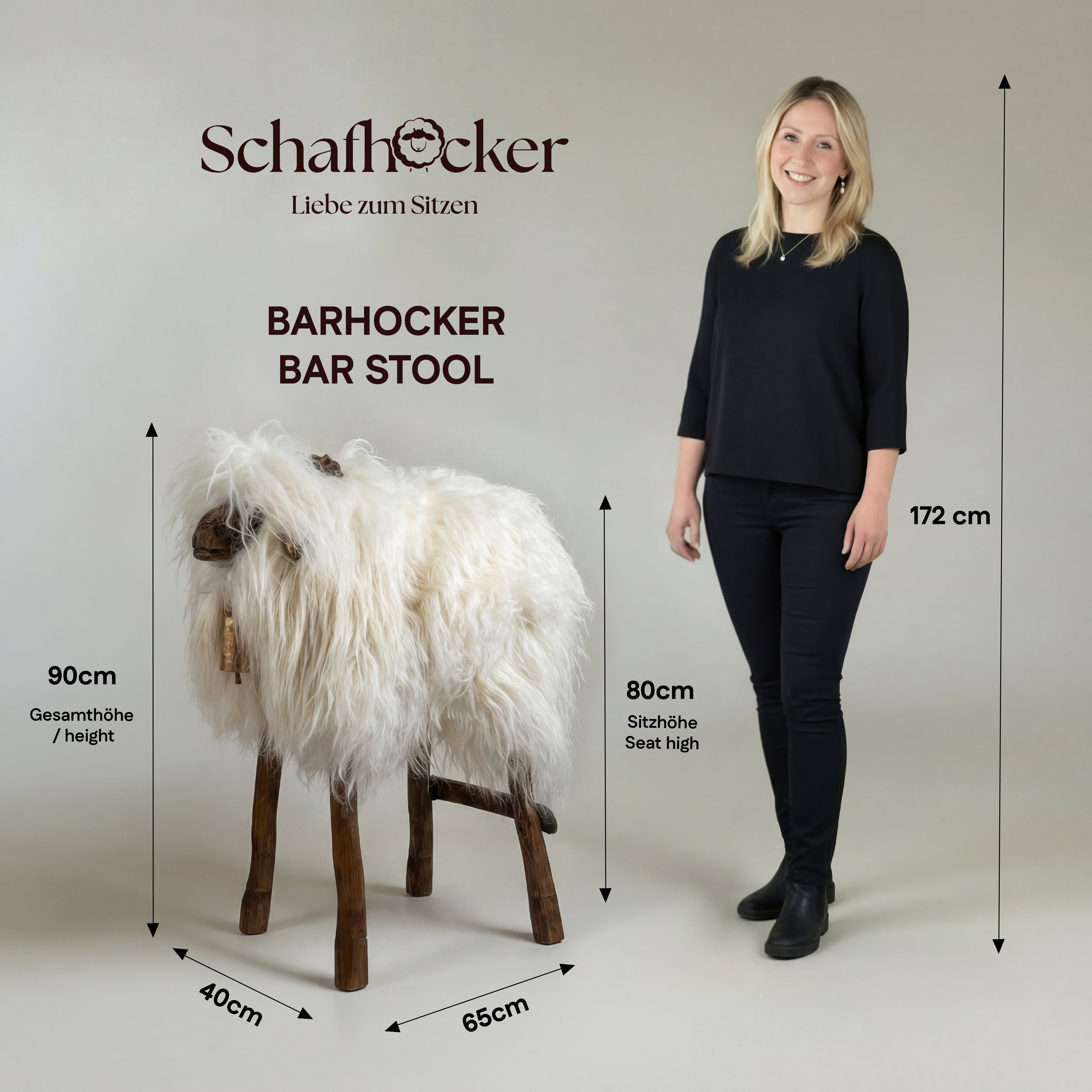 Design Barhocker Tierhocker Schafhocker »Resi« die freche Ziege" Island weiß