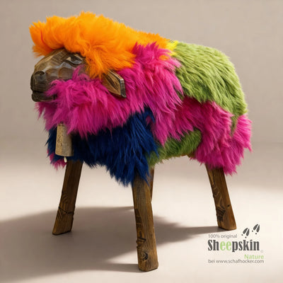 absolutes Einzelstück Schafhocker Madl »Rainbow 2« Designer