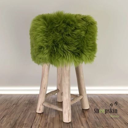 Fellhocker Barhocker rund ’absinthgrün’ Designer Tierhocker