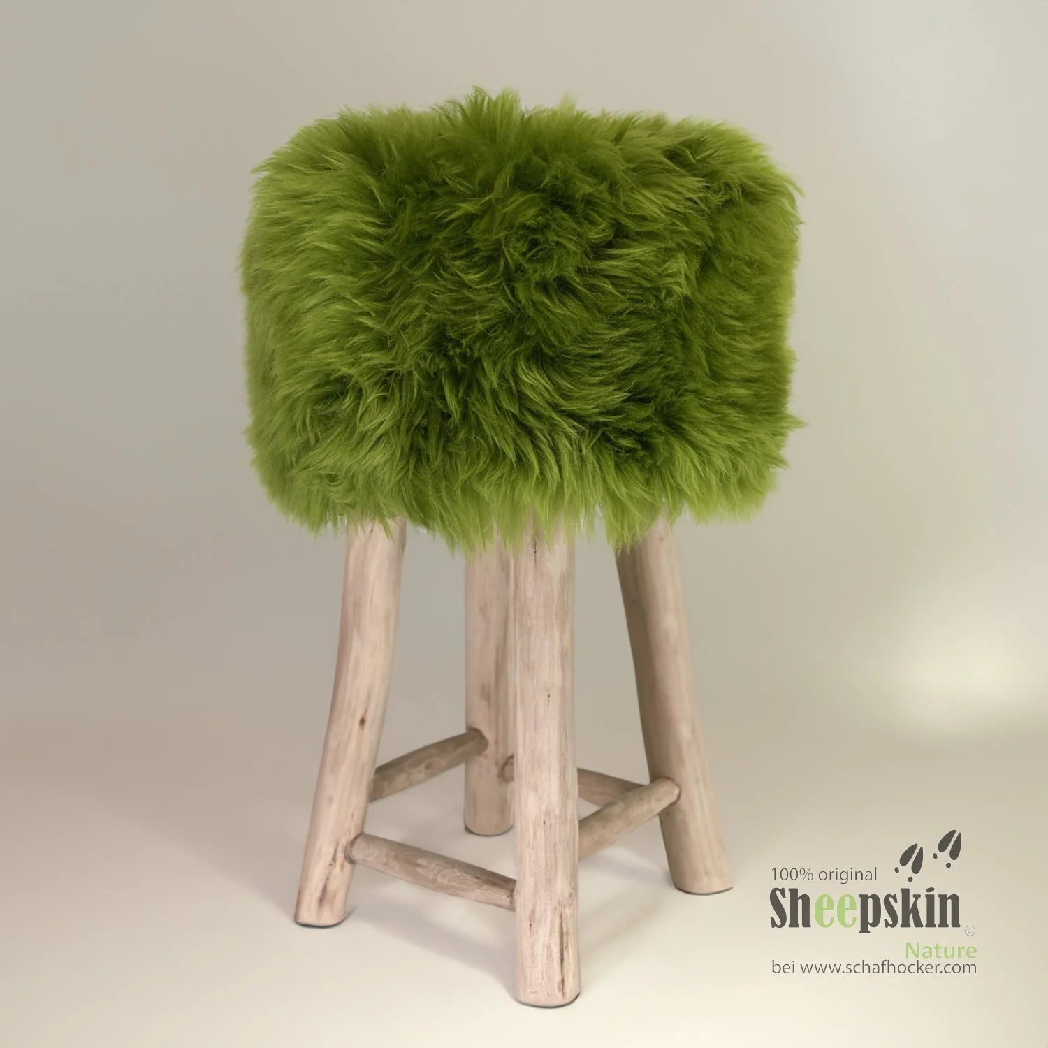 Fellhocker Barhocker rund ’absinthgrün’ Designer Tierhocker