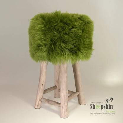 Fellhocker Barhocker rund ’absinthgrün’ Designer Tierhocker