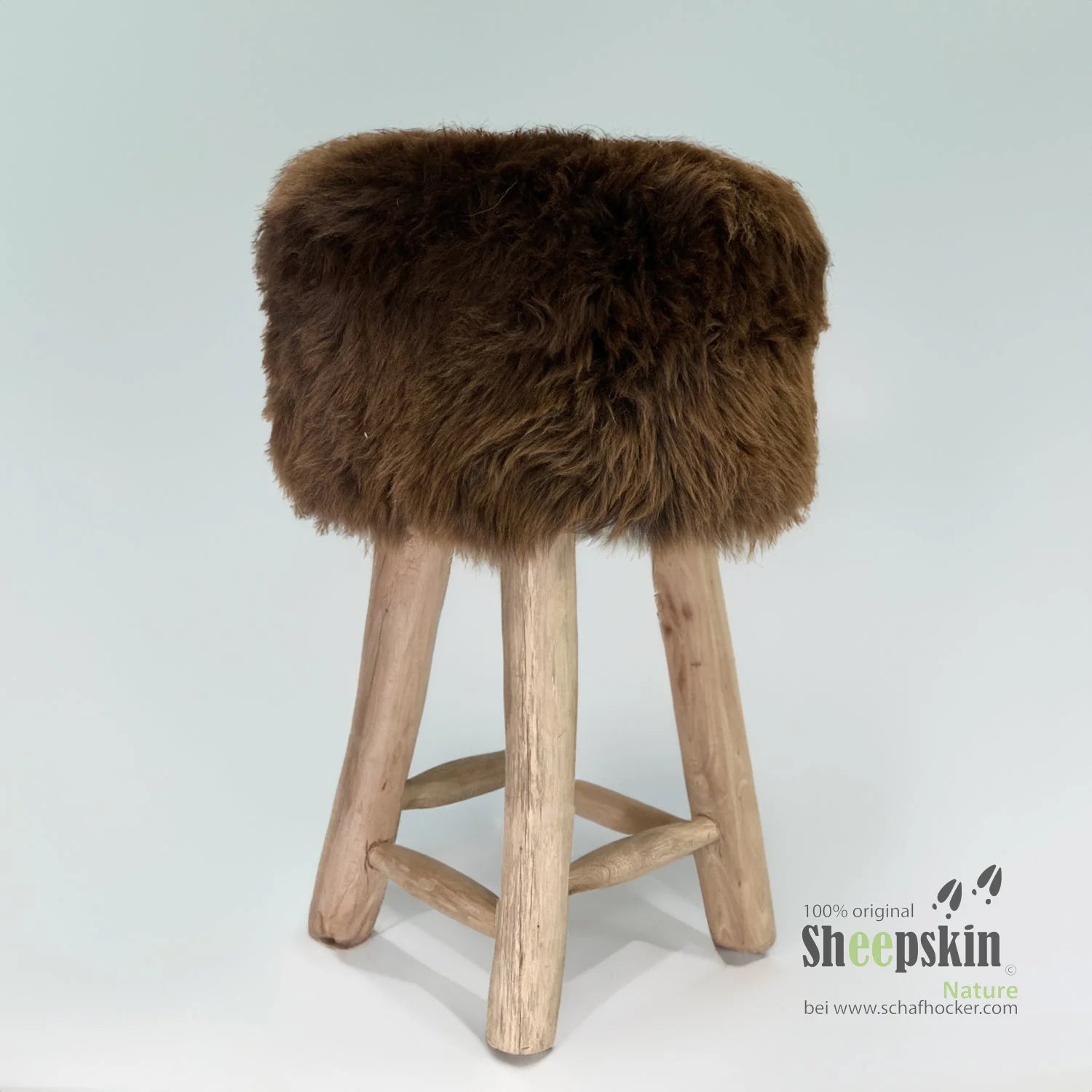 Fellhocker Barhocker rund ’braunbärbraun’ Designer
