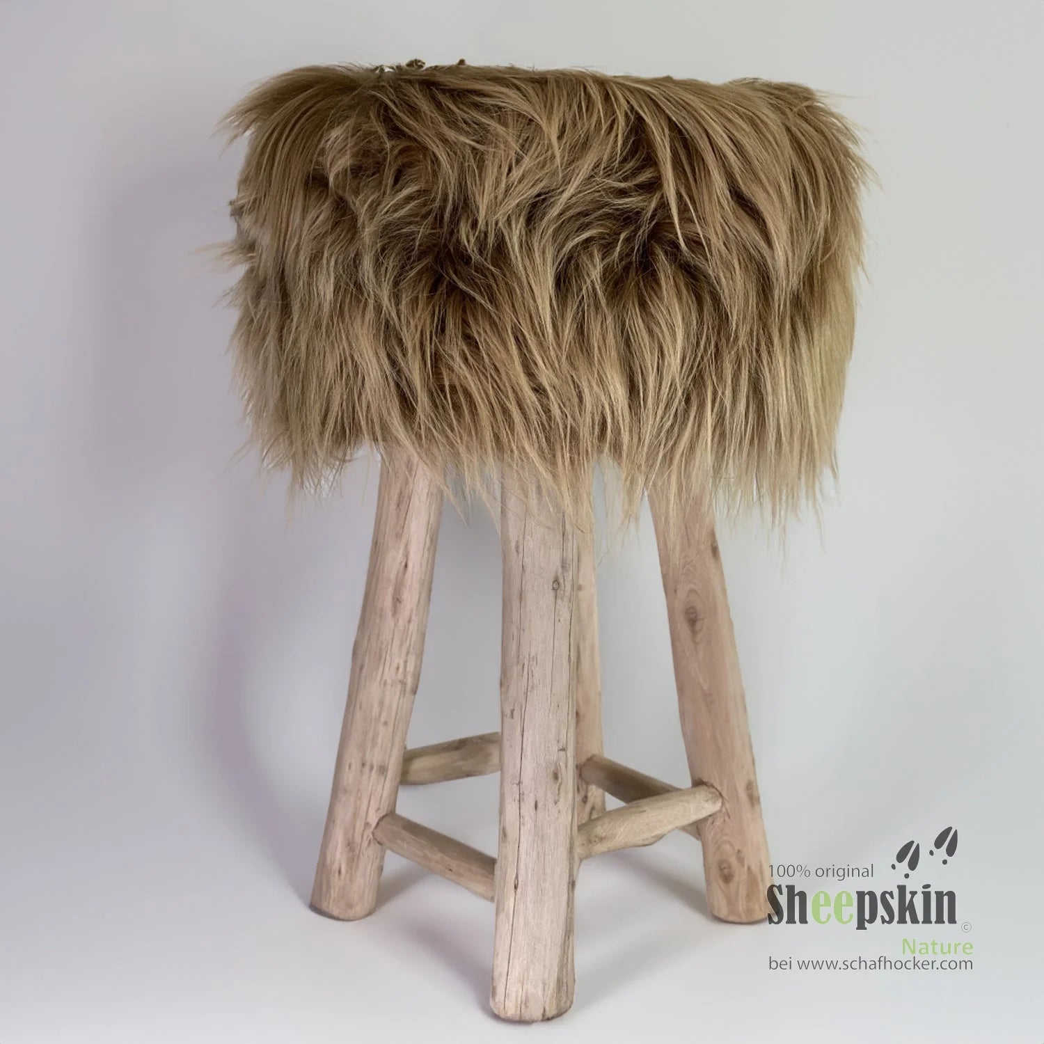 Fellhocker Barhocker rund ’fox’ Designer Tierhocker