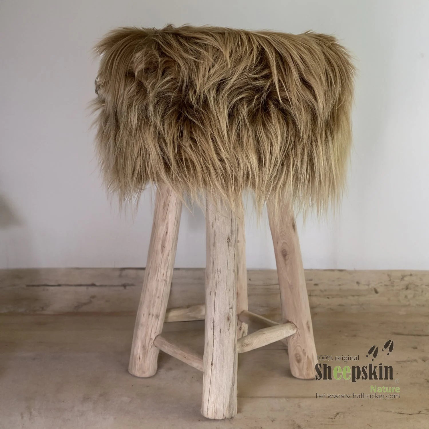 Fellhocker Barhocker rund ’fox’ Designer Tierhocker