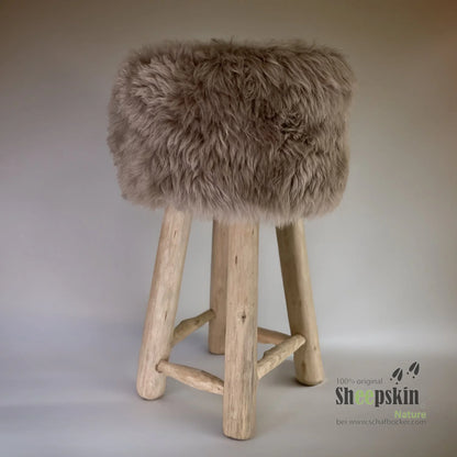 Fellhocker Barhocker rund ’sandy’ Designer Tierhocker
