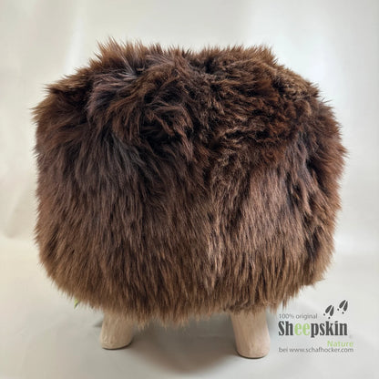 Designer Chalet Schaffell Hocker Fellhocker rund ’braunbär’