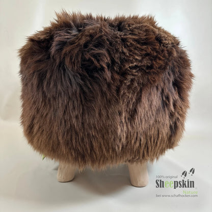 Designer Chalet Schaffell Hocker Fellhocker rund ’braunbär’