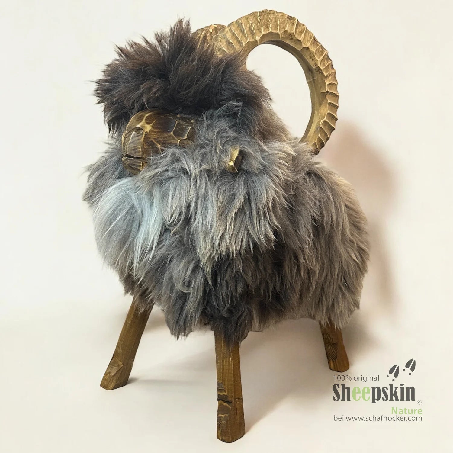 Premium Design Tierhocker ➤ Schafhocker 𓃵 Rocky der Steinbock grau schwarz limited Schafhocker Steinbock
