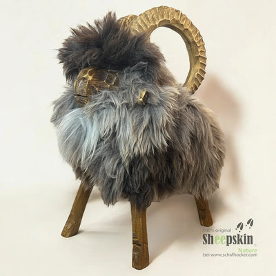 Premium Design Tierhocker ➤ Schafhocker 𓃵 Rocky der Steinbock grau schwarz limited Schafhocker Steinbock