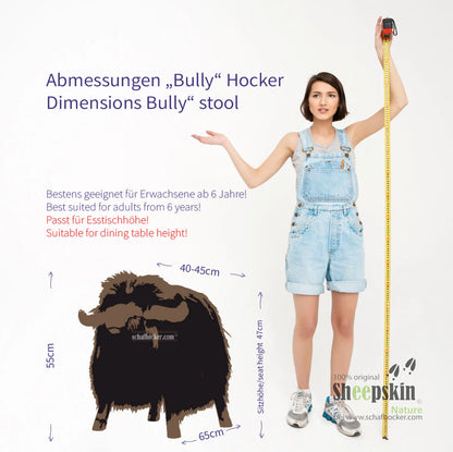Stier Hocker 𓃾 Bully Locki schwarz Designer Barhocker