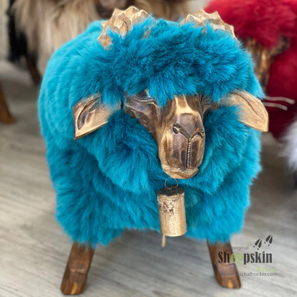 Premium Design Tierhocker ➤ Schafhocker Kinderhocker ’Leo der wilde Bua’ petrol Kinderhocker Bua