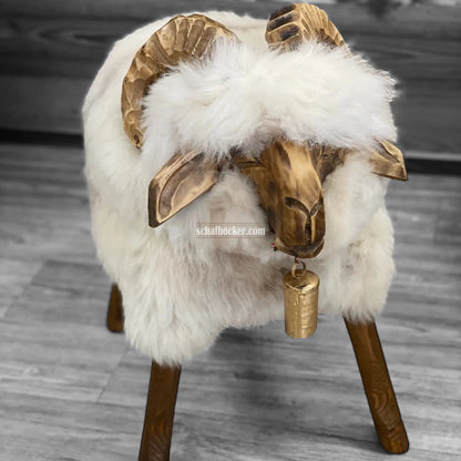 Premium Design Tierhocker ➤ Schafhocker Luxo das Mufflon 💕 champagner Schafhocker Mufflon