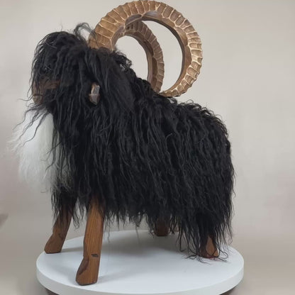 Premium Design Tierhocker Schafhocker »Caprian« der Steinbock schwarz weiß