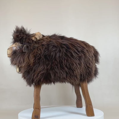 Sheep stool »Oskar« the lively Bua brown designer animal stool Aries