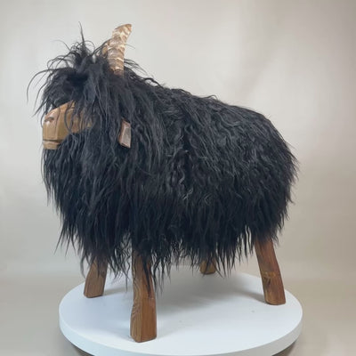 Tabouret animal design haut de gamme tabouret mouton "Curly" la chèvre coquine" Locki noir