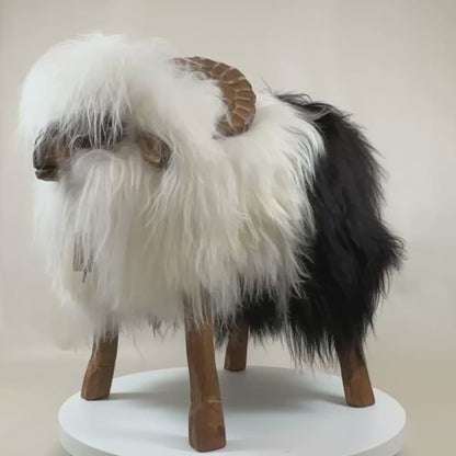 Premium Design Schafhocker Tierhocker Mufflon »Seppl« Island weiß schwarz