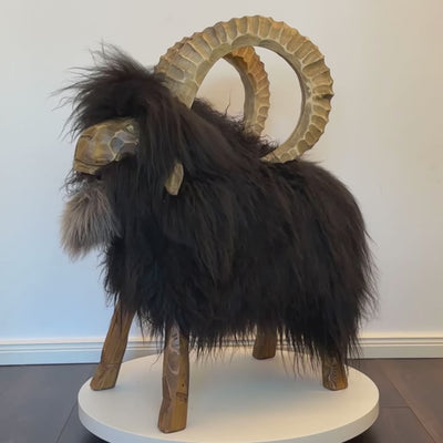 Premium design sheep stool »Willi« the ibex black gray