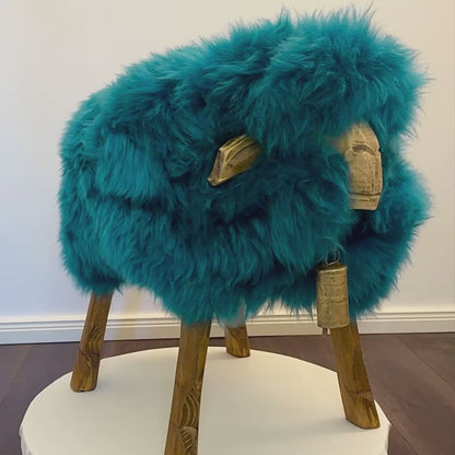 Sheep stool "Frida the cheeky girl" petrol designer stool sheep animal stool