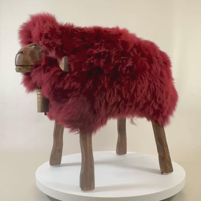 Premium design animal stool sheep stool »Charlotte« the dashing girl in wine red