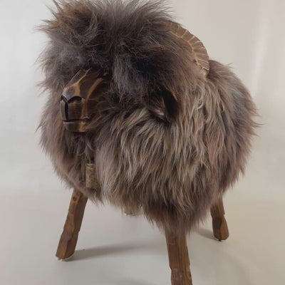 Premium σκαμπό προβάτου «Arthur» το φιλικό μουφλόν γκρι καφέ περιορισμένο