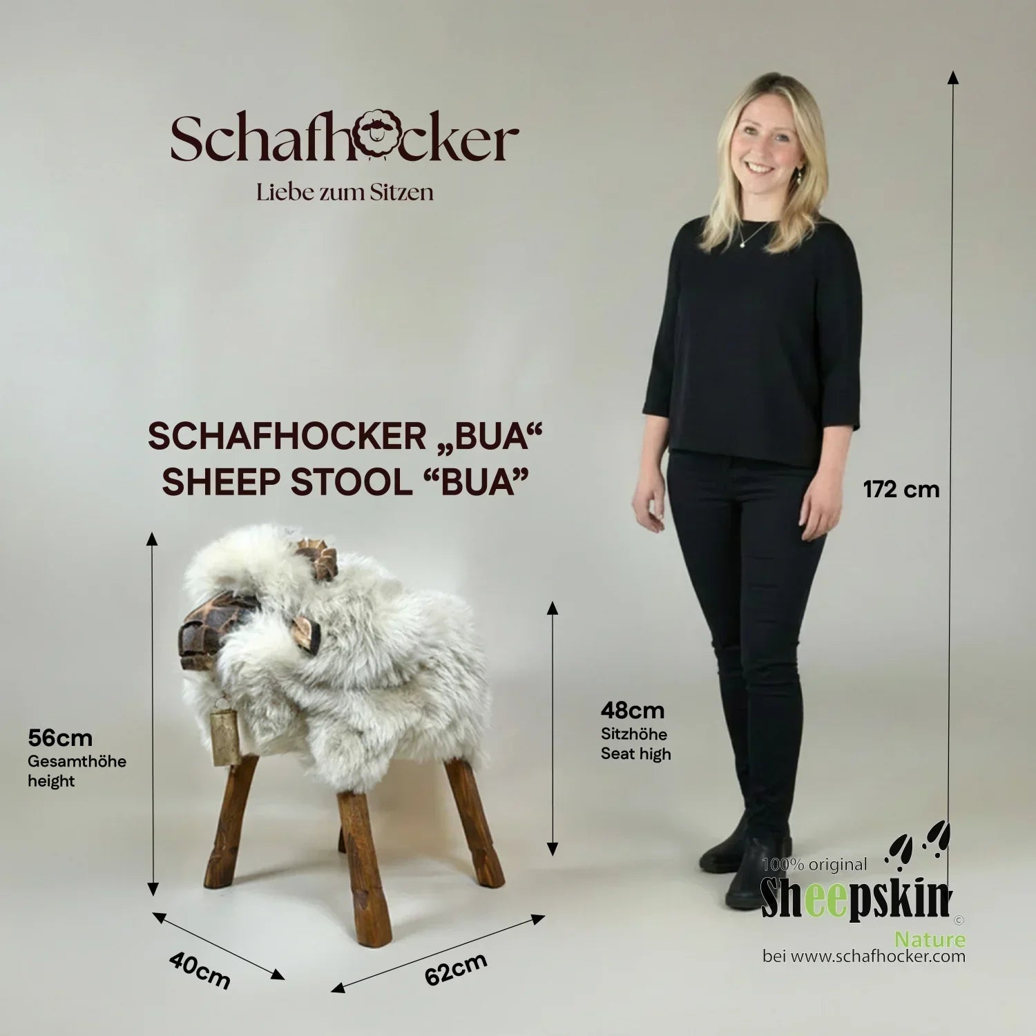 absolutes Einzelstück Schafhocker Bua »Lennart« Designer