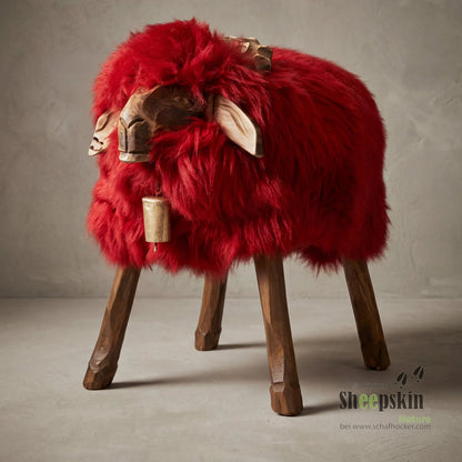 Schafhocker »Noah« der wilde Bua rot Designer Tierhocker